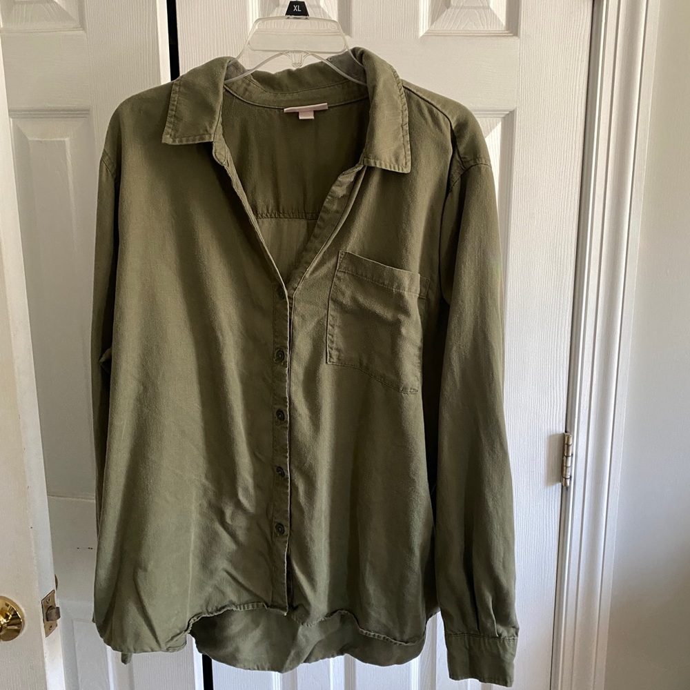 Soft green button up